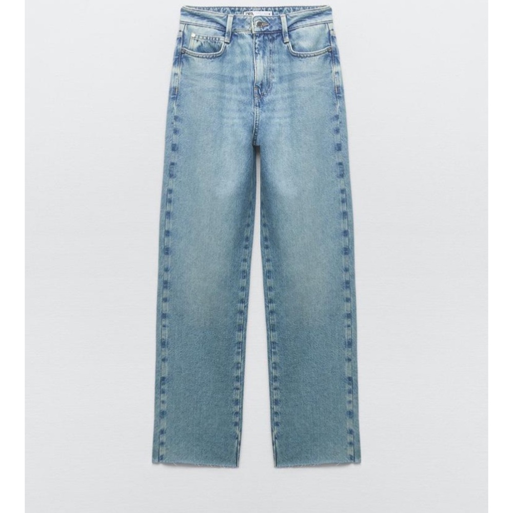 Zara HIGH RISE Z1975 STRAIGHT LEG JEANS 29 (US 8) | MID-BLUE